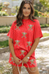 Home Run Style Sequin Baseball Patch Corded Two Piece Short Set